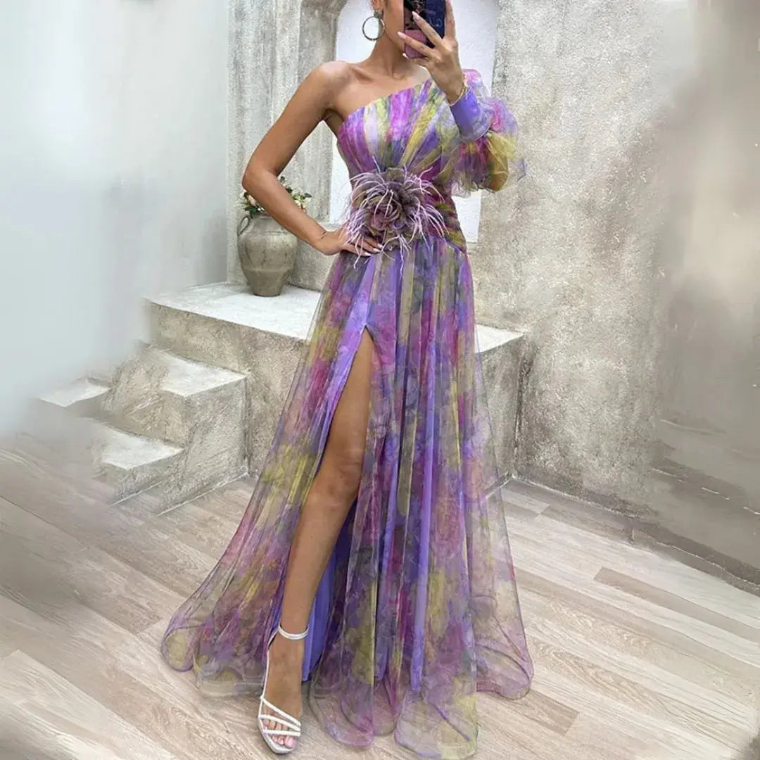 Isadora One Shoulder Split Maxi Dress Artisio