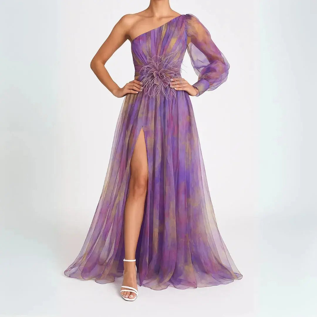 Isadora One Shoulder Split Maxi Dress Artisio