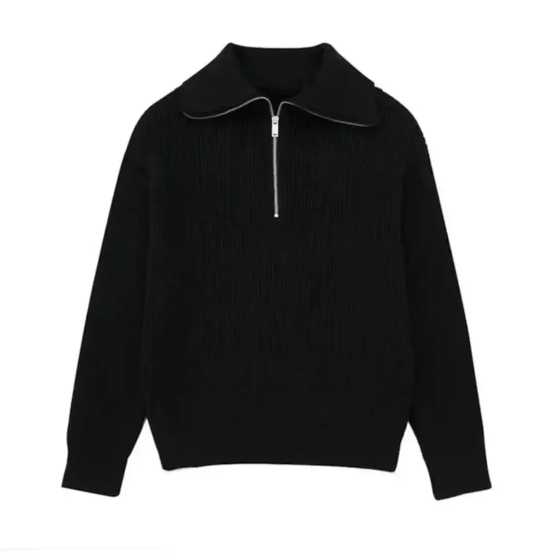 Nordic Zip Up Stripe Sweater Artisio