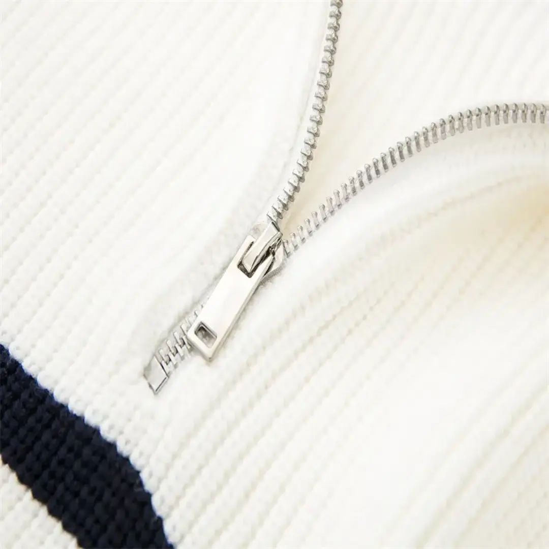 Nordic Zip Up Stripe Sweater Artisio