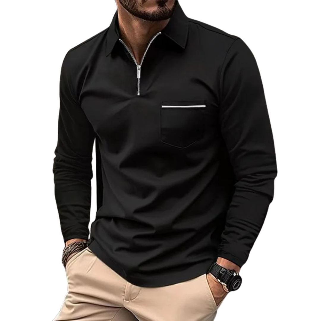 AT | Men’s Quarter-Zip Collar Polo Shirt