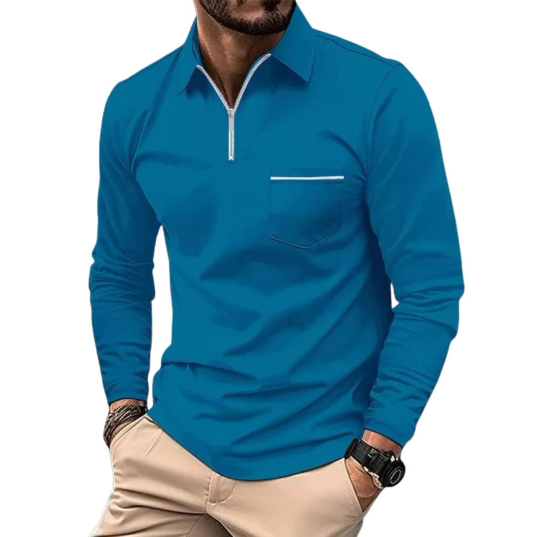 AT | Men’s Quarter-Zip Collar Polo Shirt