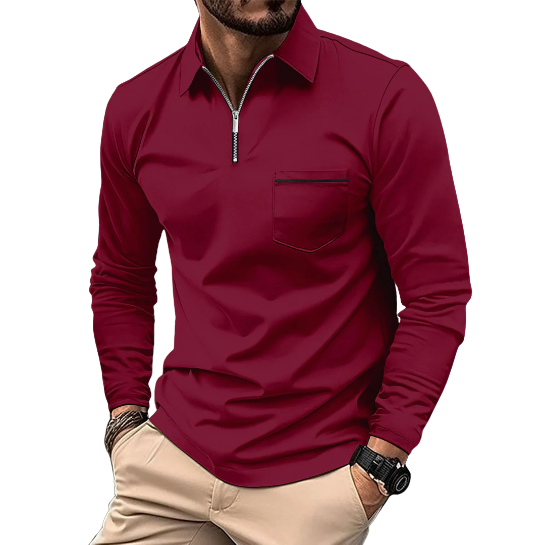 AT | Men’s Quarter-Zip Collar Polo Shirt