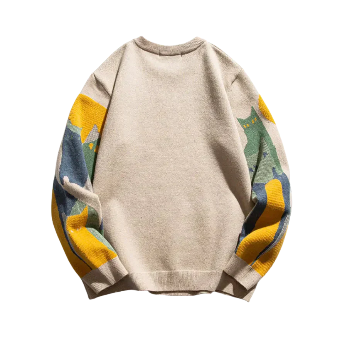 AT | Unisex Abstract Cat Graphic Sweater