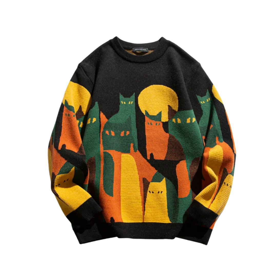 AT | Unisex Abstract Cat Graphic Sweater