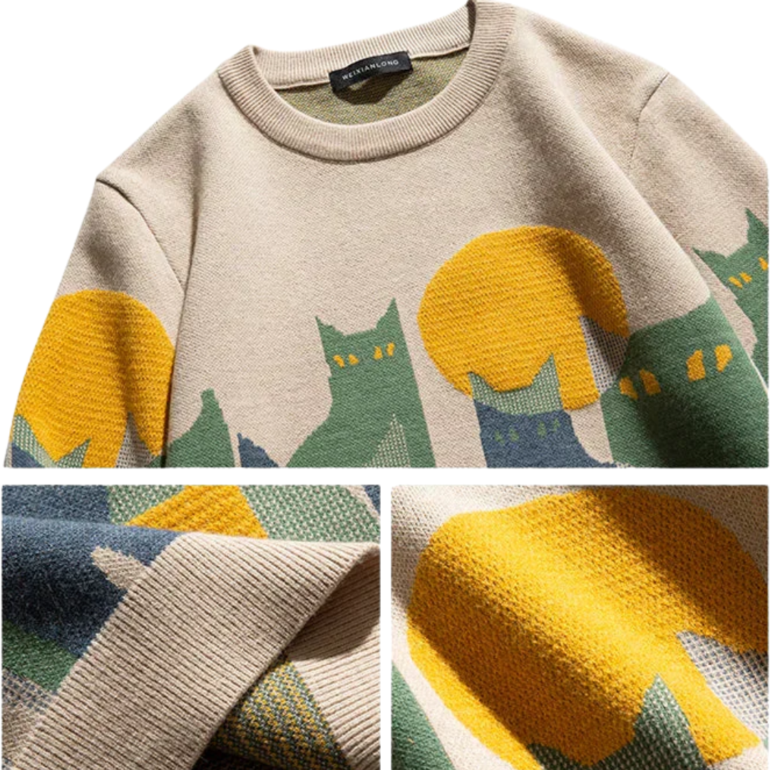 AT | Unisex Abstract Cat Graphic Sweater