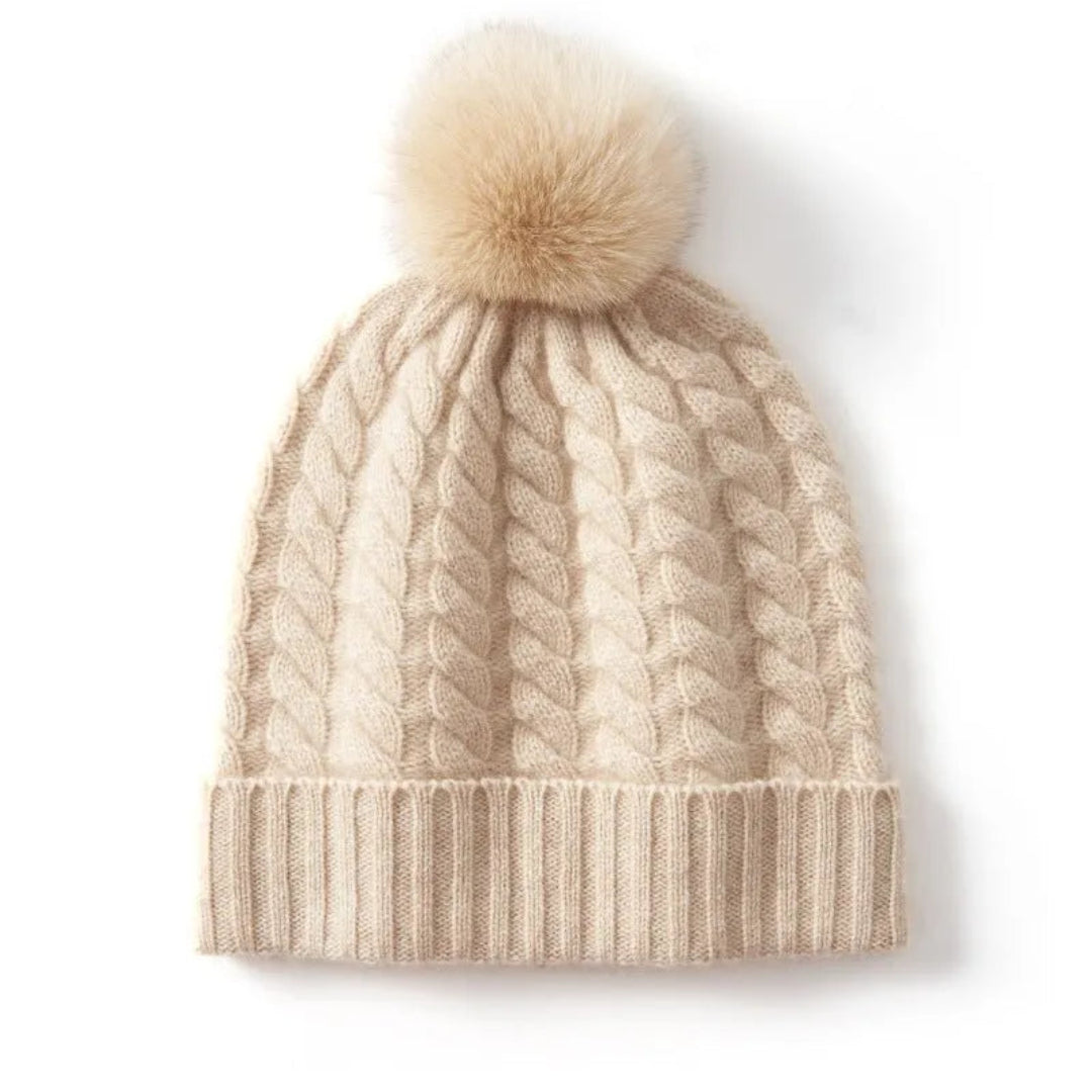 Alice Pom Cashmere Cable Knit Beanie Artisio