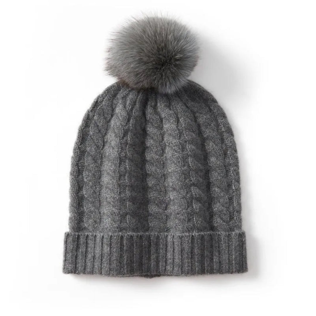 Alice Pom Cashmere Cable Knit Beanie Artisio