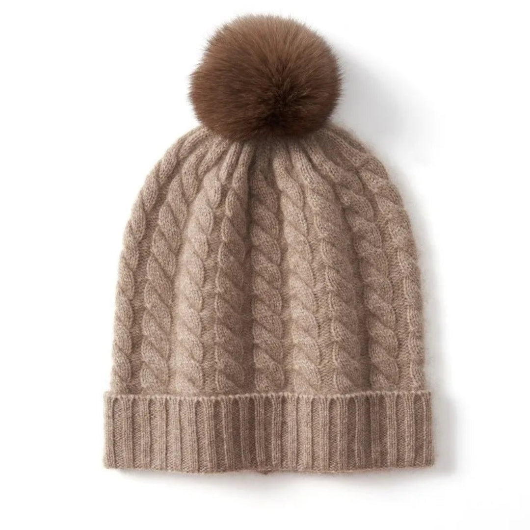 Alice Pom Cashmere Cable Knit Beanie Artisio