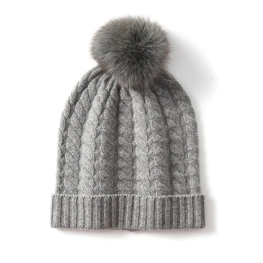 Alice Pom Cashmere Cable Knit Beanie Artisio