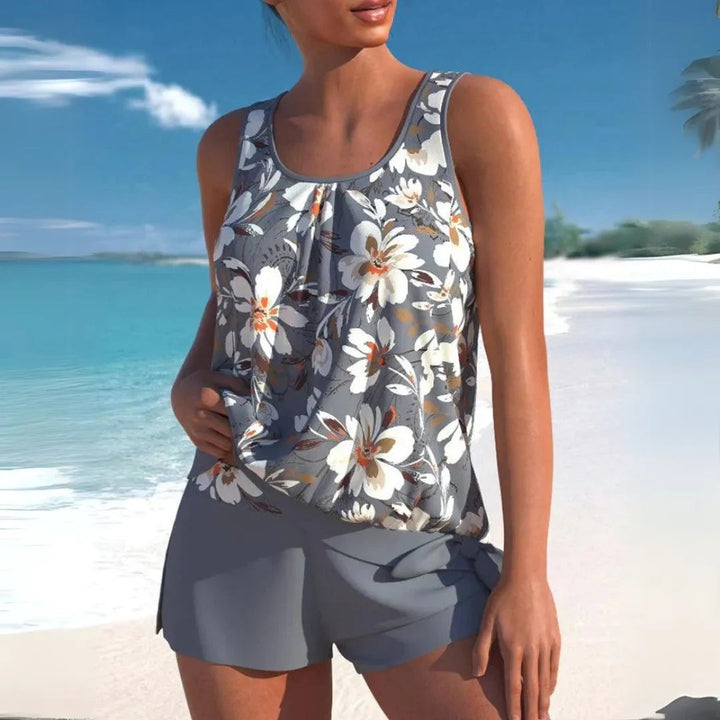 Aloha Floral Tankini Shorts Swim Set Artisio