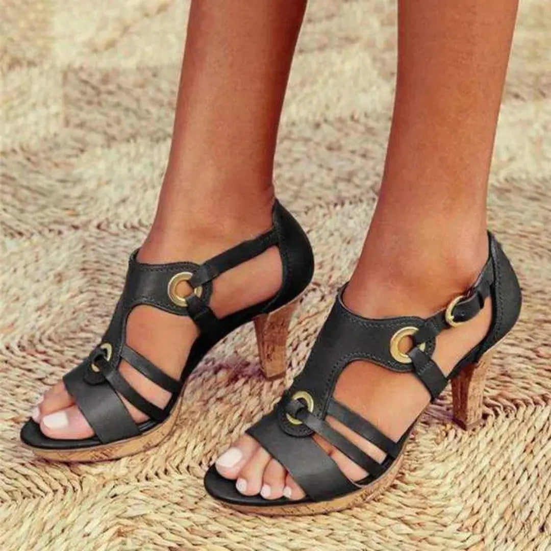 Amara Strappy Buckle Open-Toe Heels Artisio