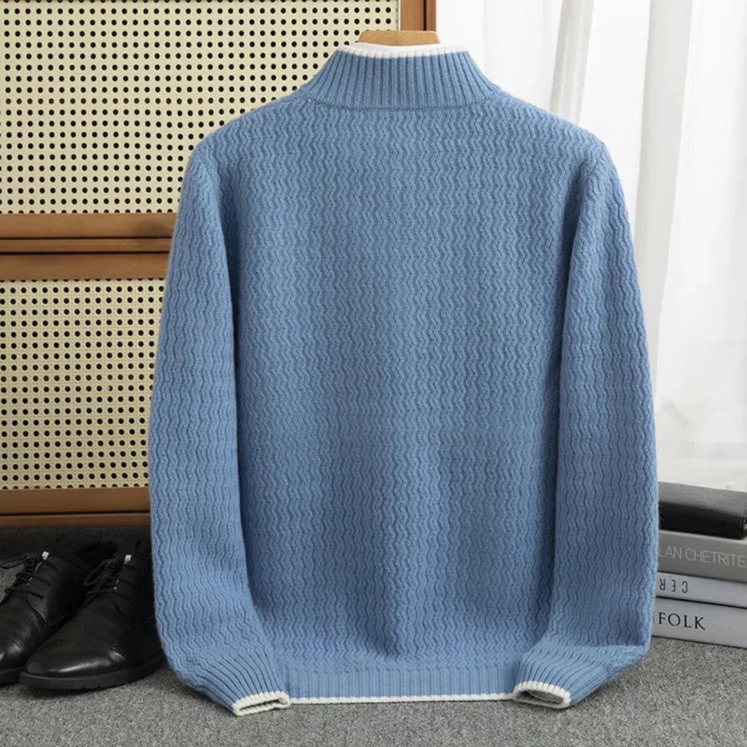 Anton Half-Zip Textured Knit Sweater Artisio