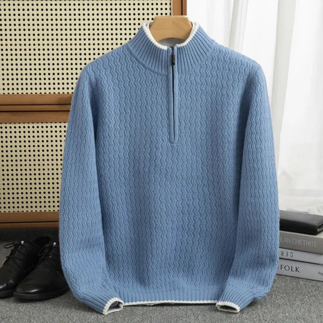 Anton Half-Zip Textured Knit Sweater Artisio