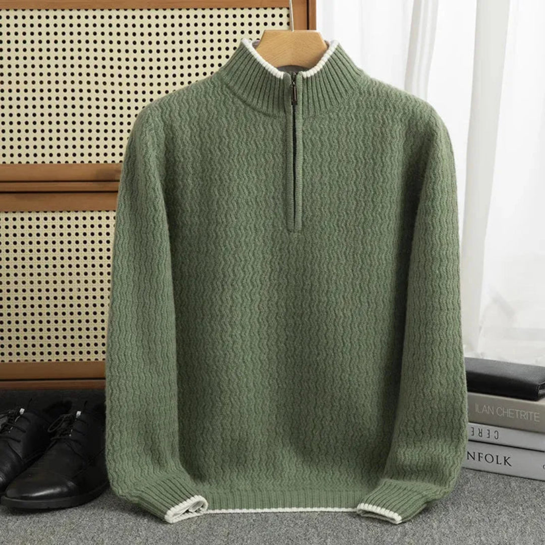 Anton Half-Zip Textured Knit Sweater Artisio