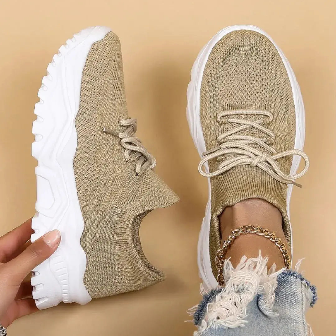 Arden Knit Lace Up Chunky Sneakers Artisio