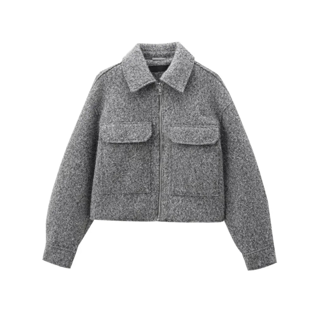 Ayla Cropped Zip-Up Wool Jacket Artisio