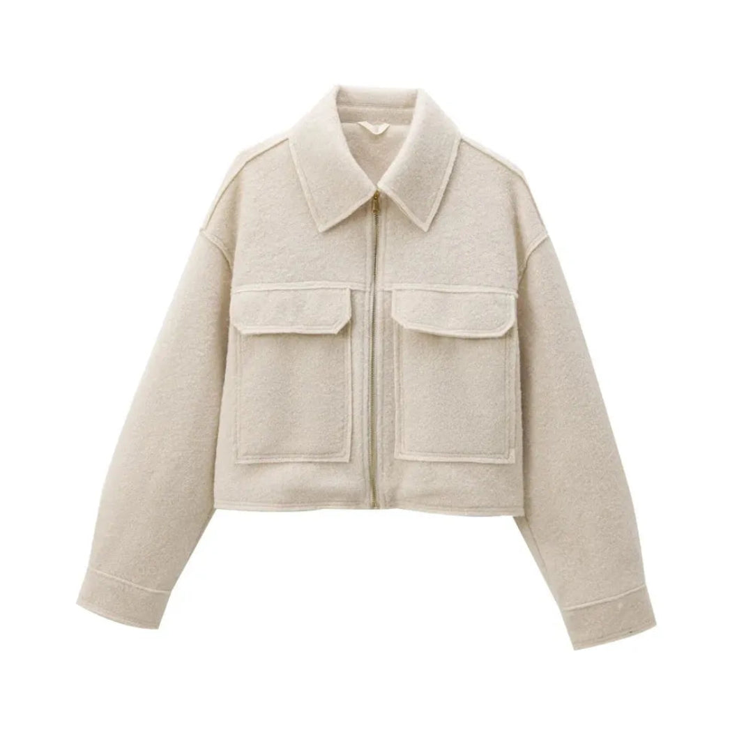 Ayla Cropped Zip-Up Wool Jacket Artisio