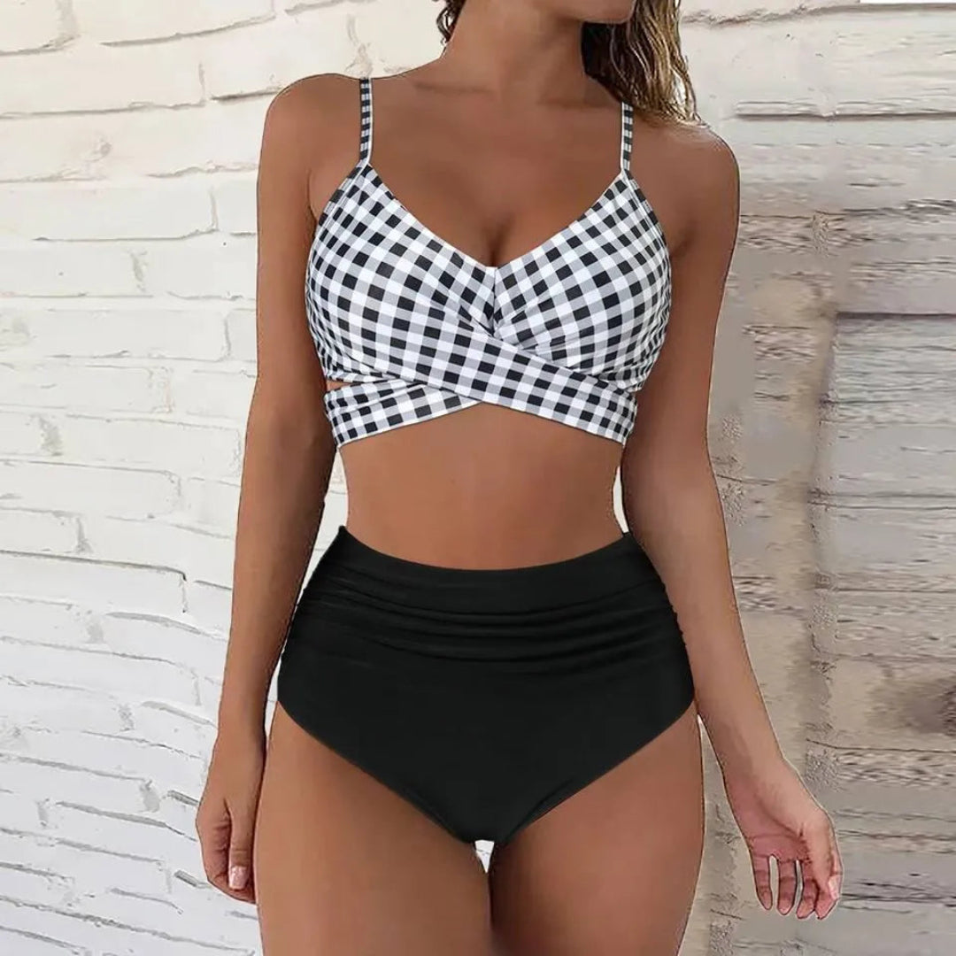 Bianca High-Waisted Crisscross Wrap Bikini Set Artisio