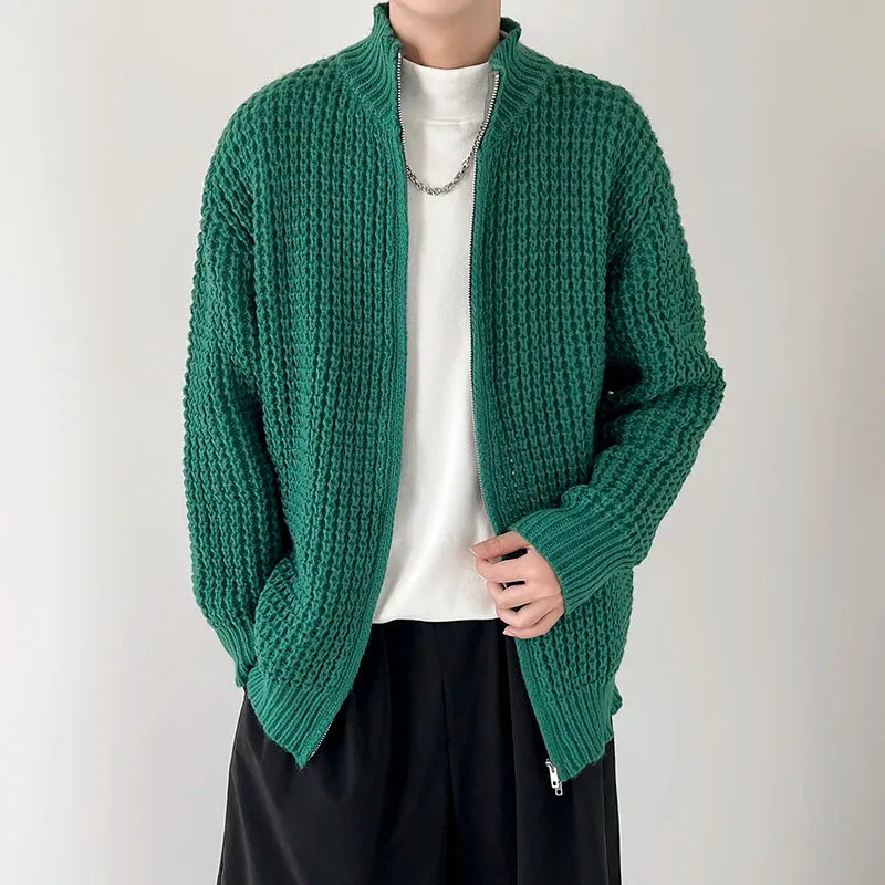 Brad Waffle Knit Full-Zip Sweater Artisio