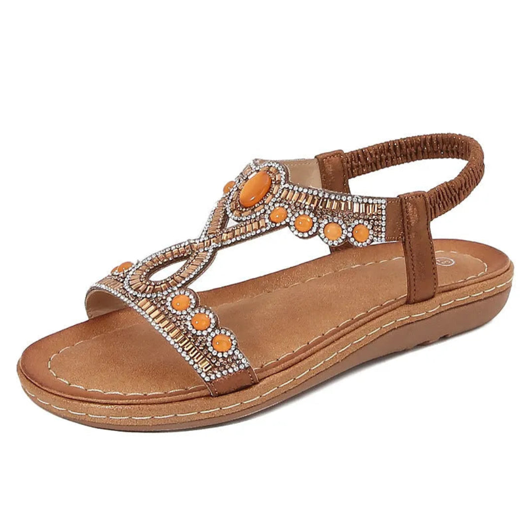 Ariana Embellished Beaded Slingback Flat Sandals Artisio