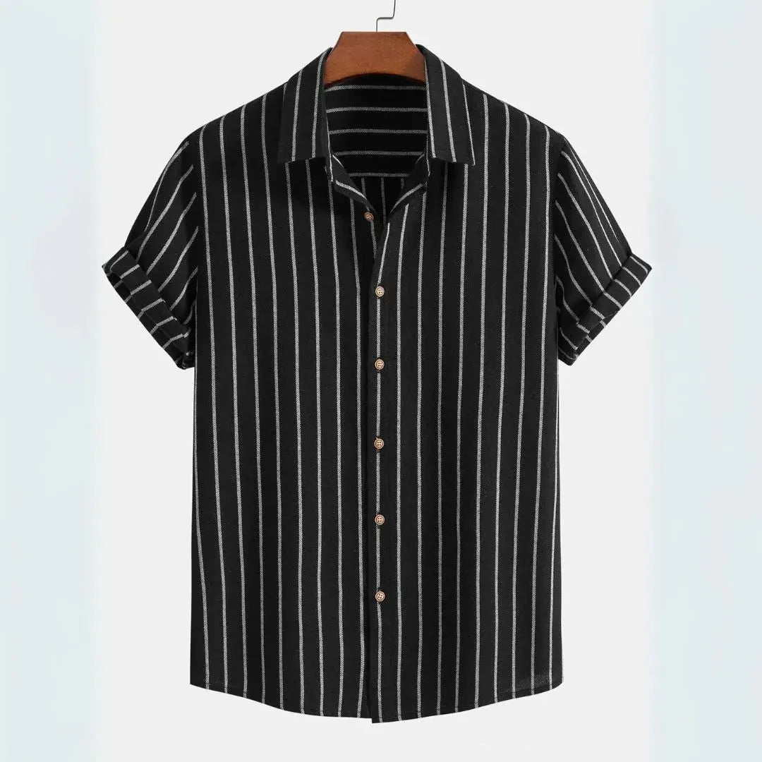 Callum Vertical Stripe Short Sleeve Shirt Artisio