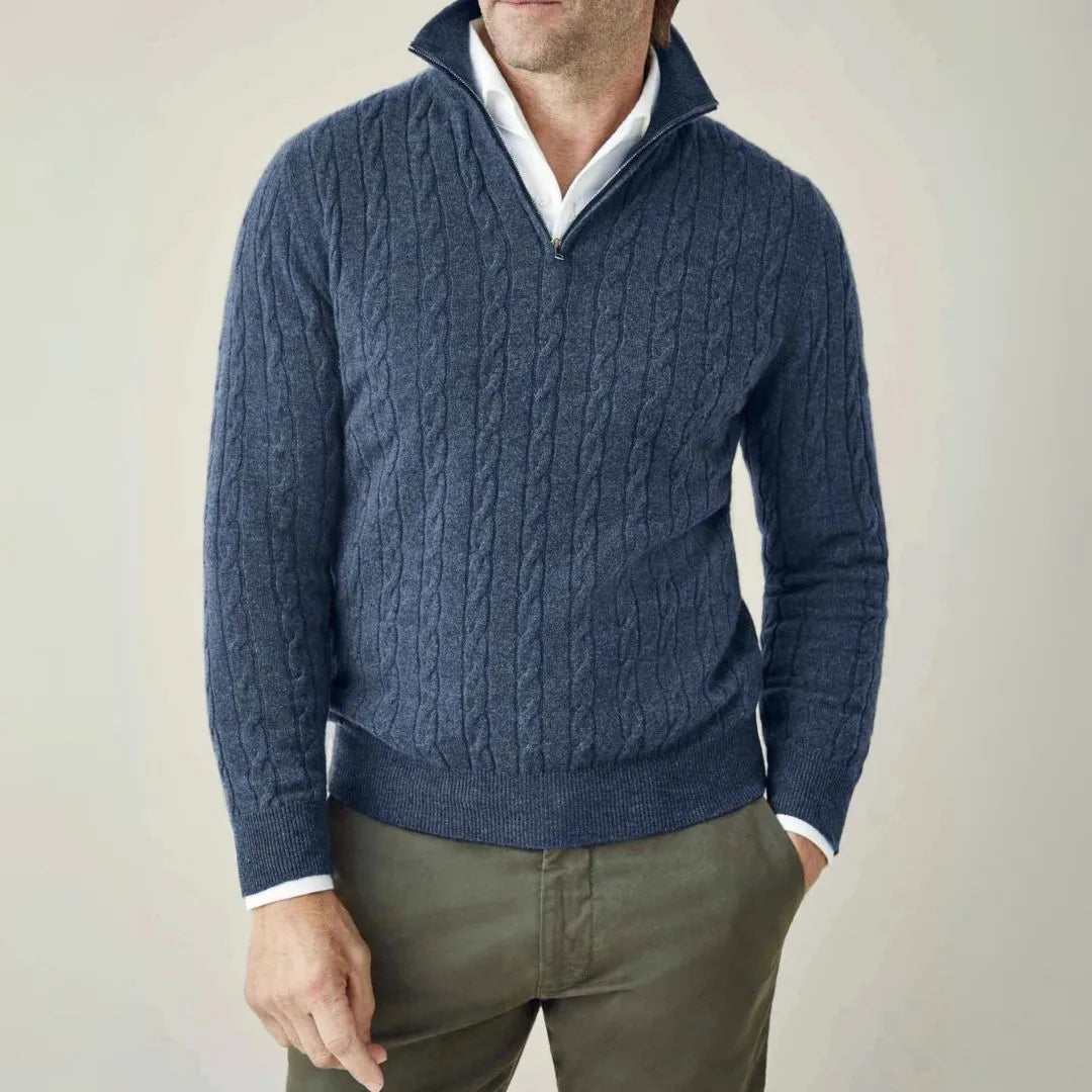 Carlo Cable Knit Quarter Zip Sweater Artisio