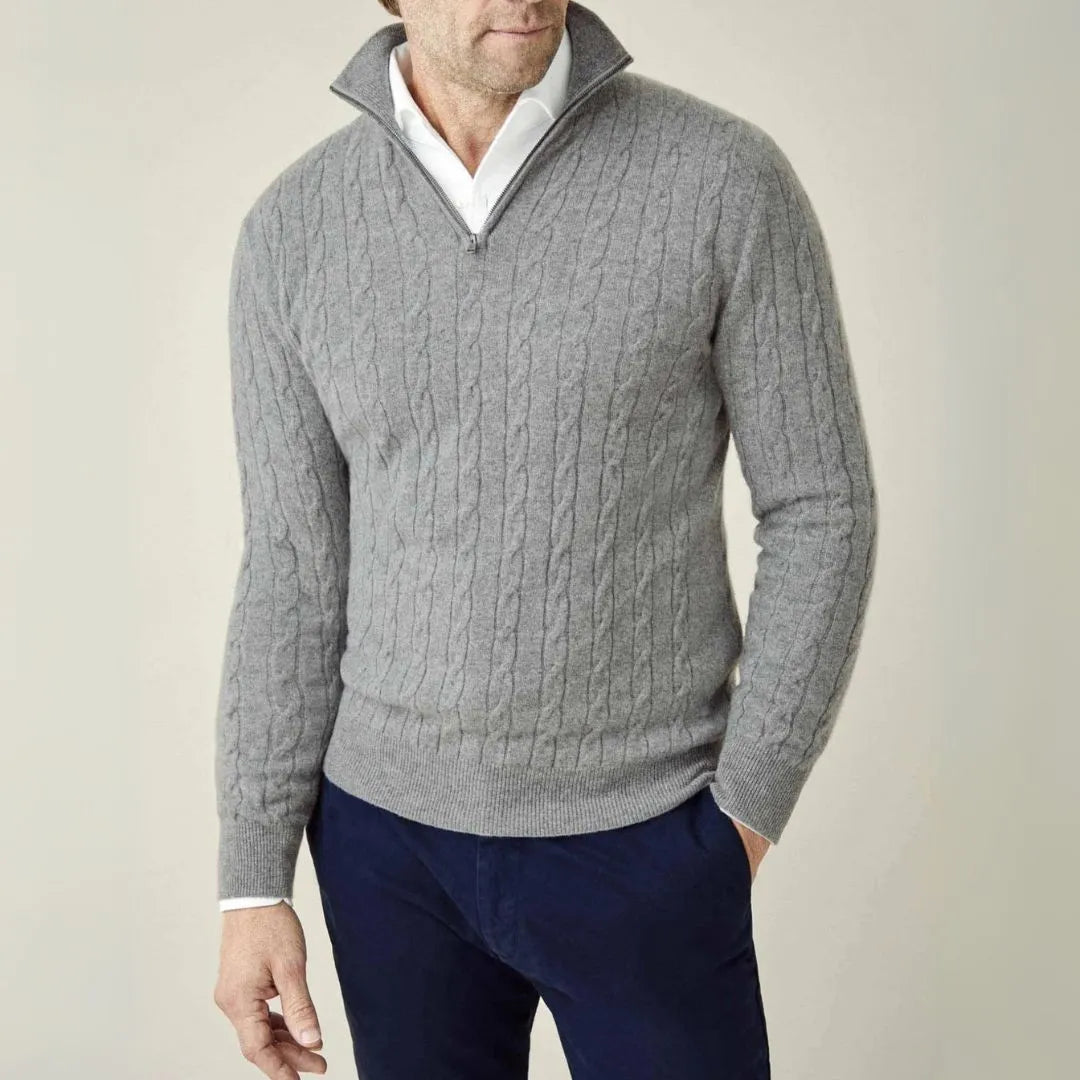 Carlo Cable Knit Quarter Zip Sweater Artisio
