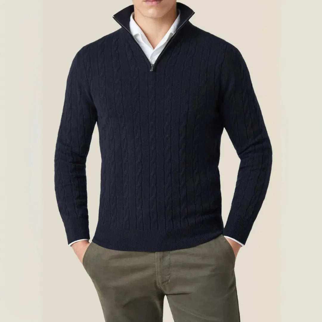 Carlo Cable Knit Quarter Zip Sweater Artisio
