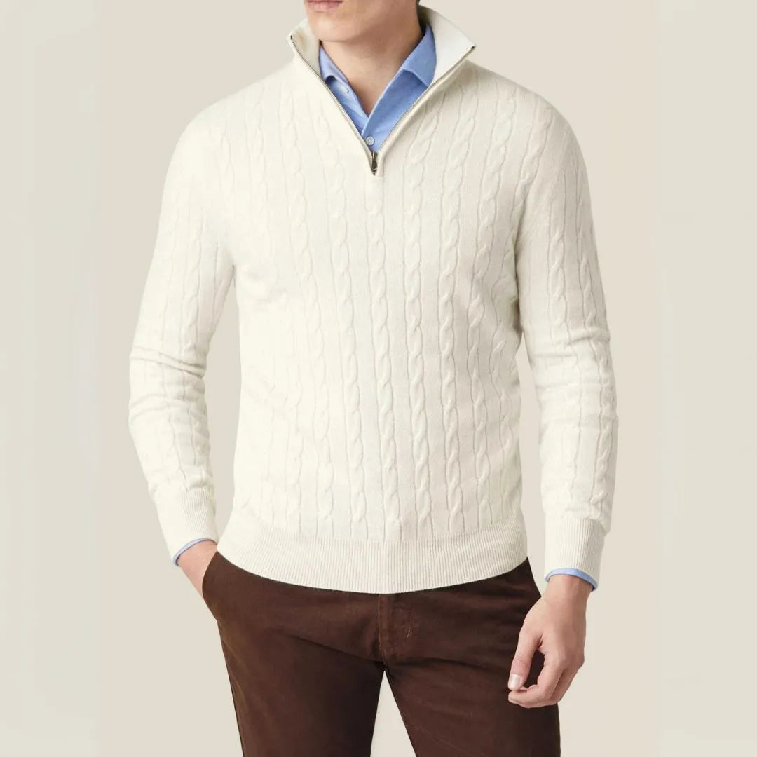 Carlo Cable Knit Quarter Zip Sweater Artisio