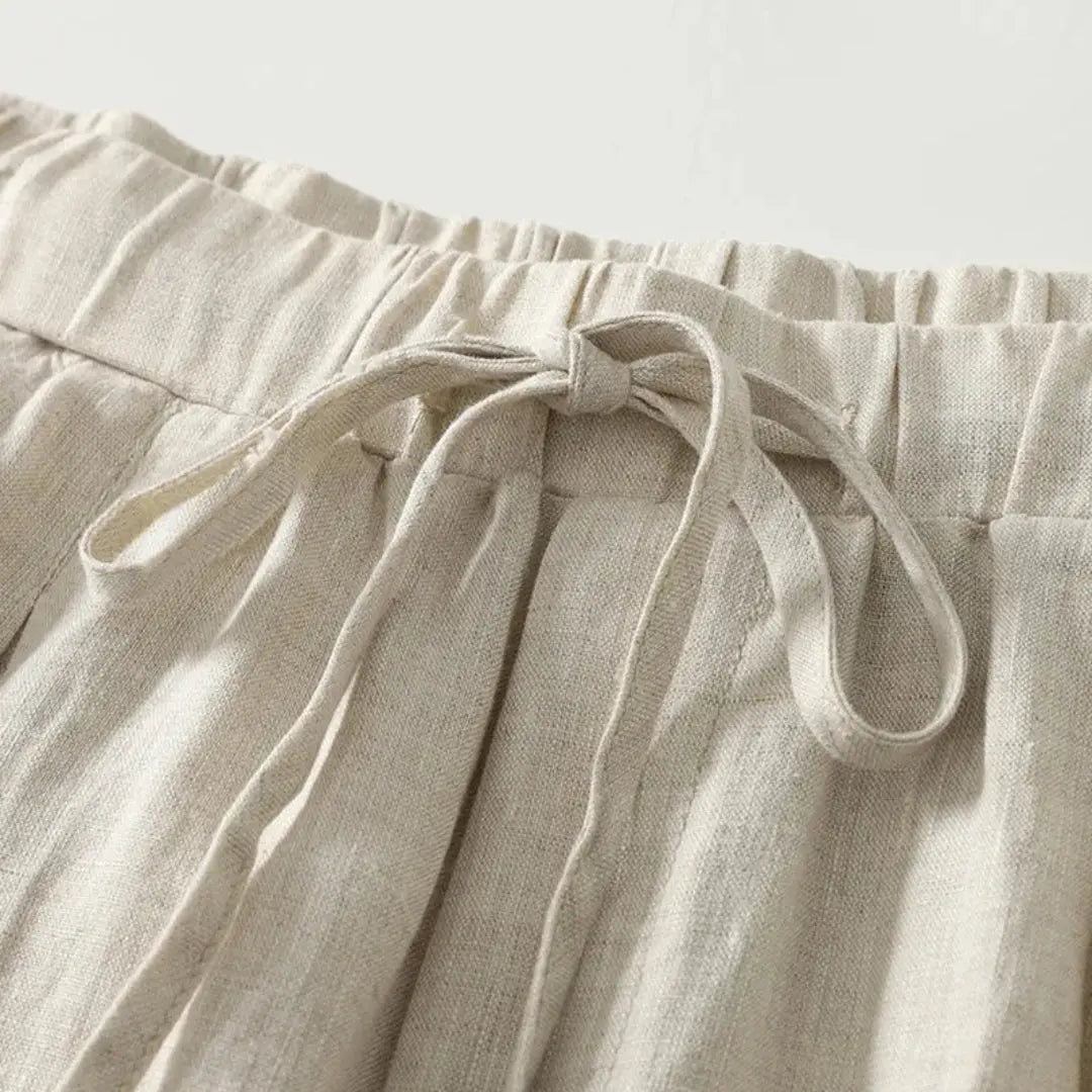 Cathy Drawstring Wide-Leg Linen Pants Artisio