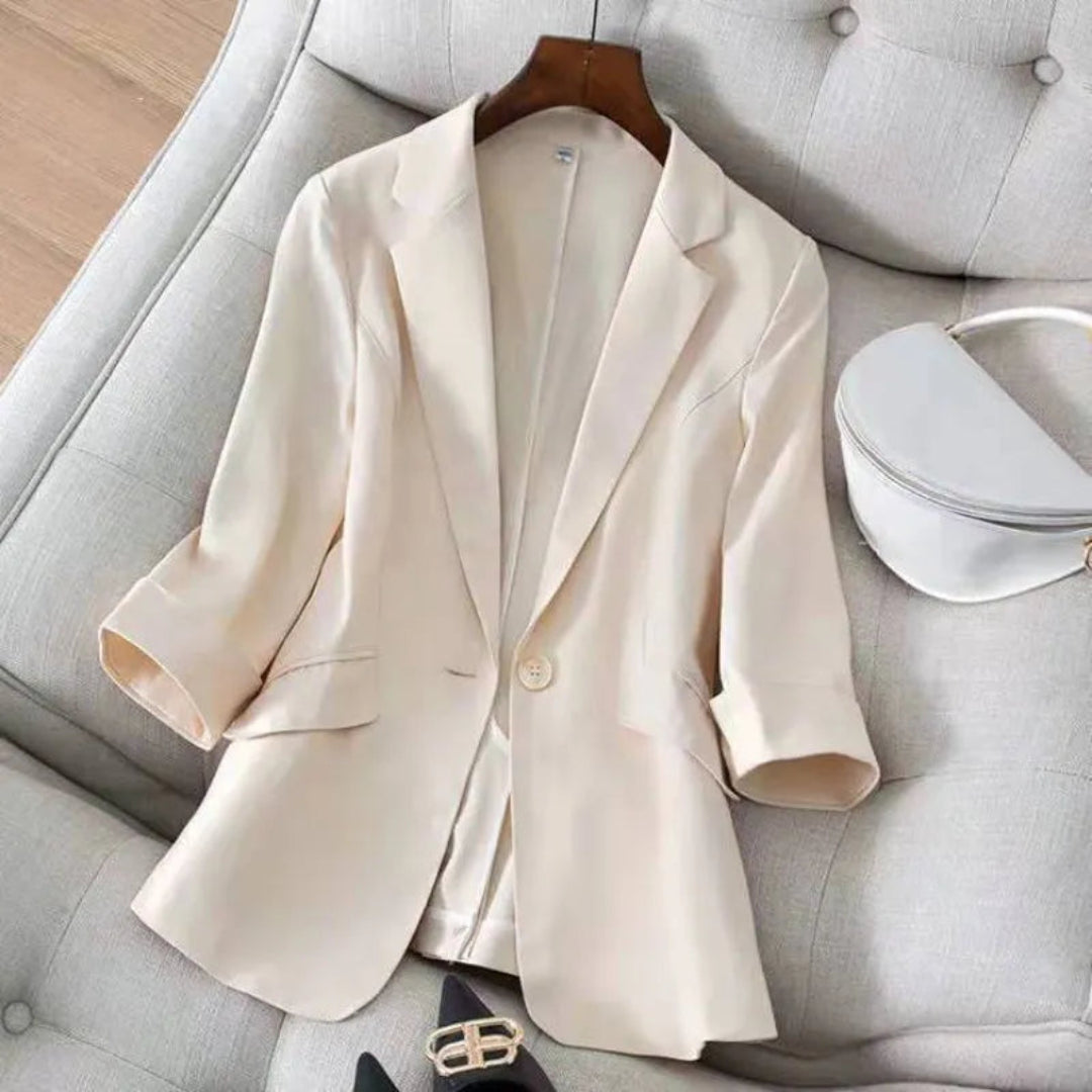 Cecile 3/4 Sleeve Linen Blazer Artisio
