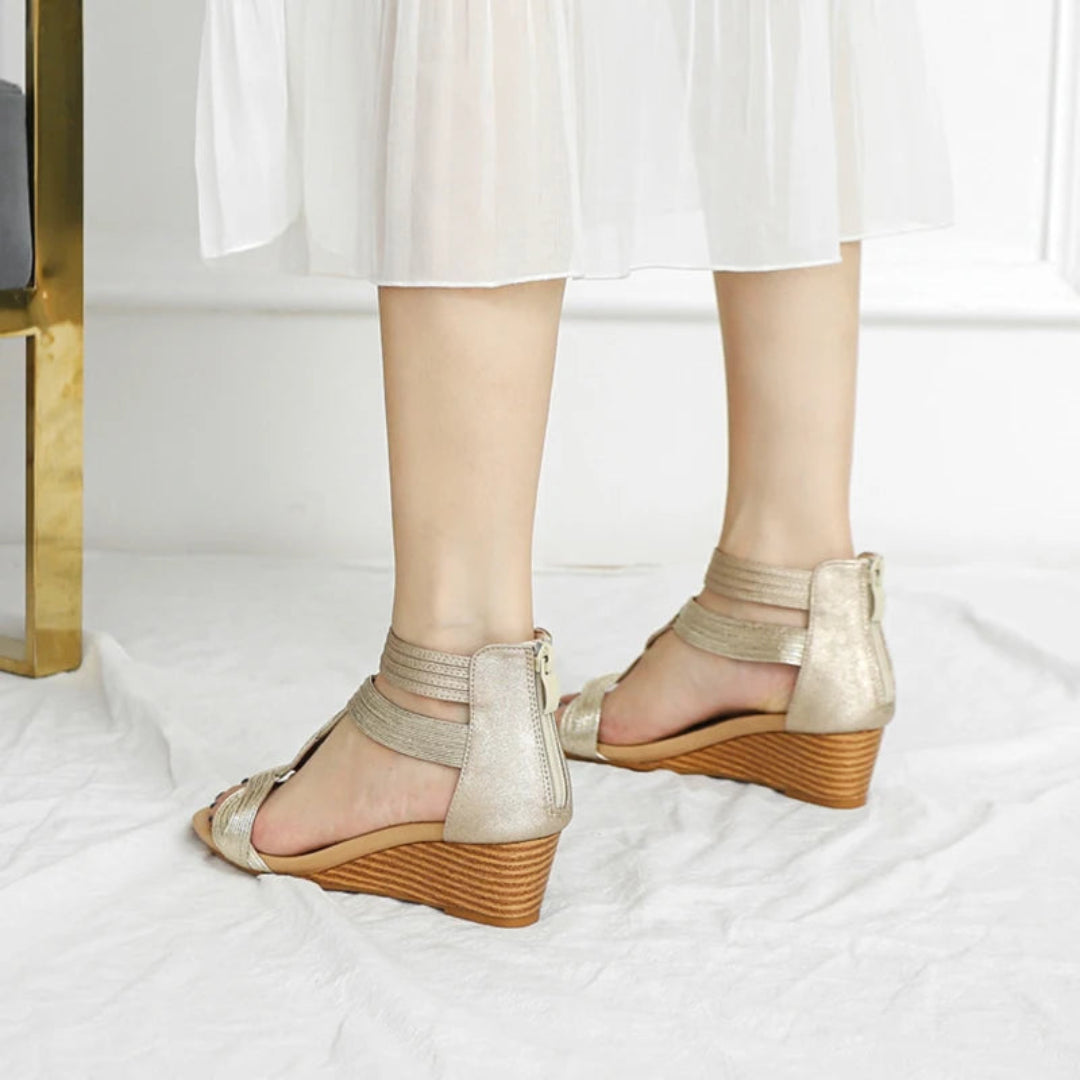 Celestia Braided Open-Toe Zip-Back Wedge Artisio