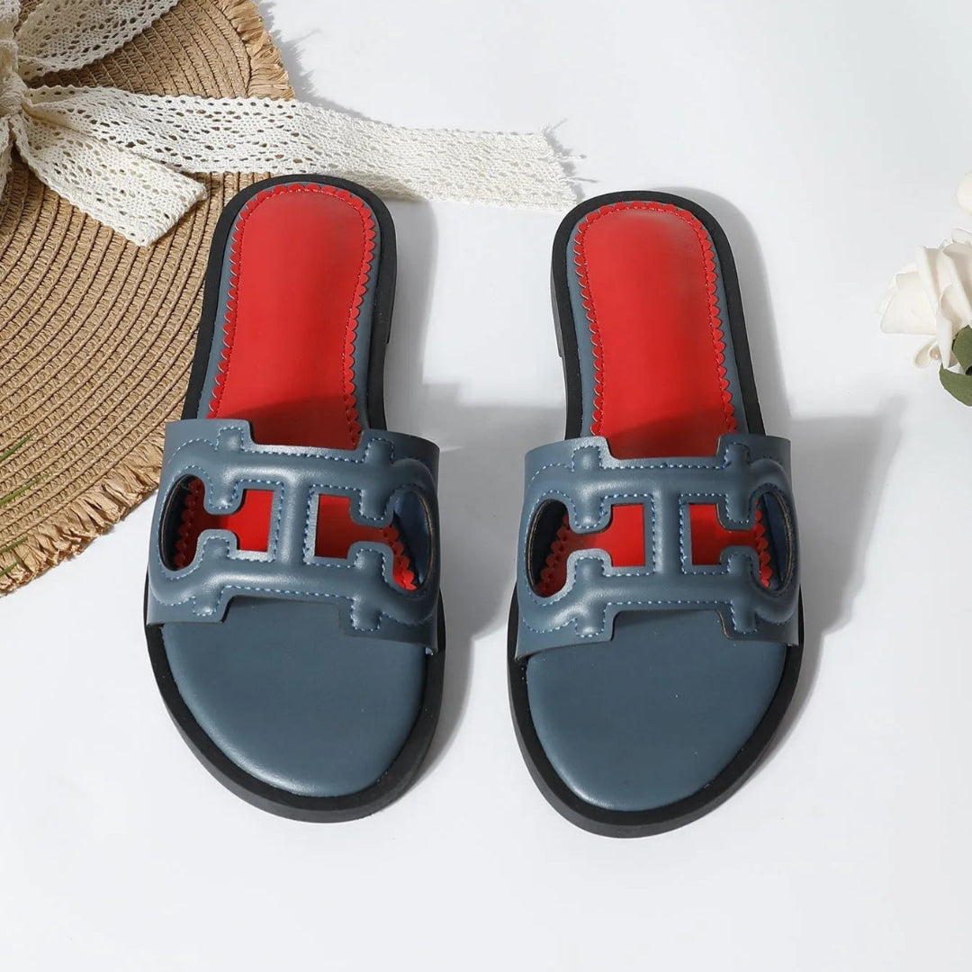 Celine Cut-Out Faux Leather Slides Artisio