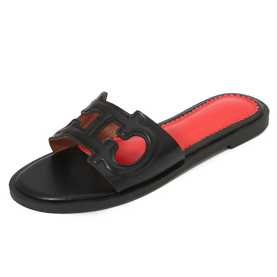 Celine Cut-Out Faux Leather Slides Artisio