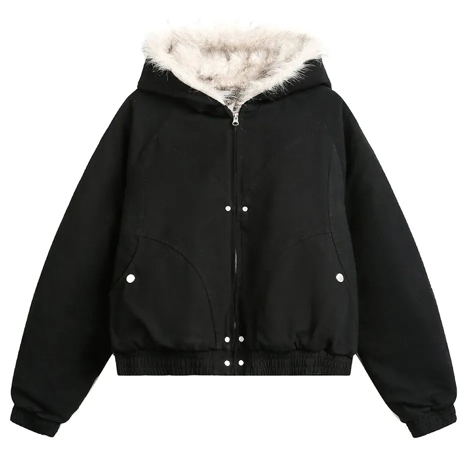 Dakota Faux Fur Hooded Bomber Jacket Artisio