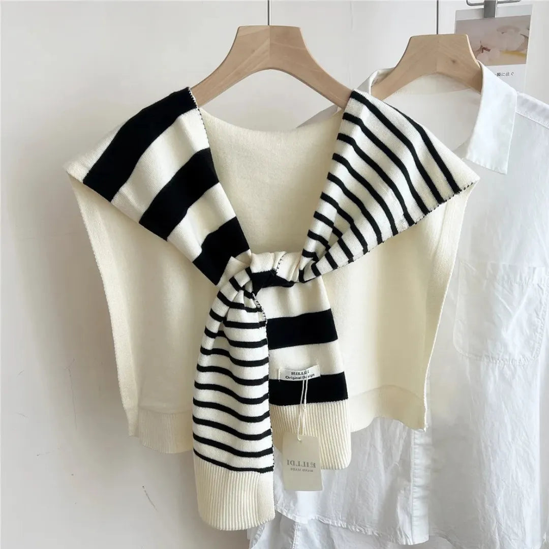 Demi Striped Knitted Shawl Artisio