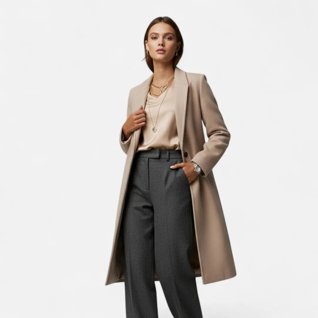 Women’s Long Wool-Blend Lapel Overcoat Artisio