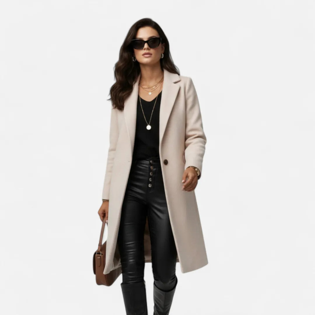 Women’s Long Wool-Blend Lapel Overcoat Artisio
