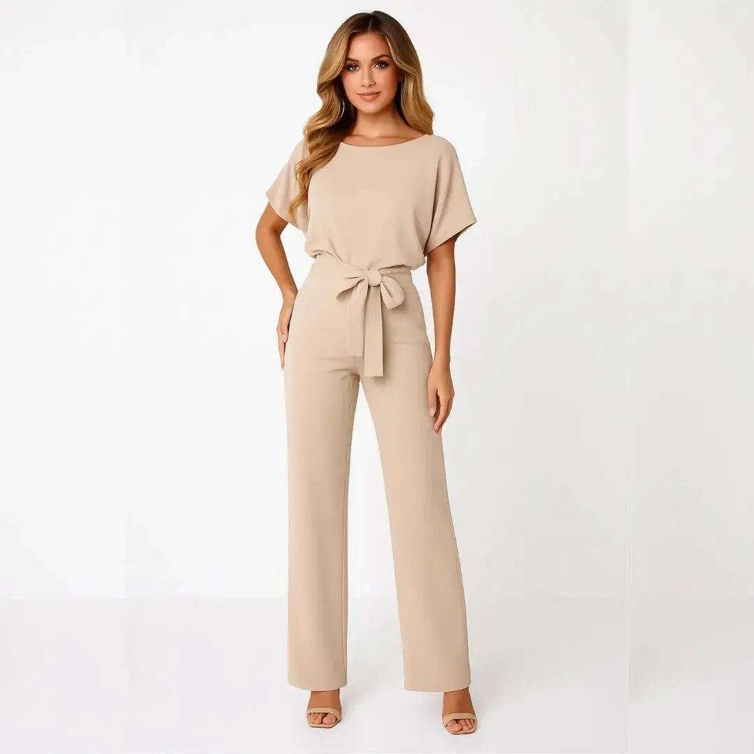 Elle Belted Wide Leg Jumpsuit Artisio