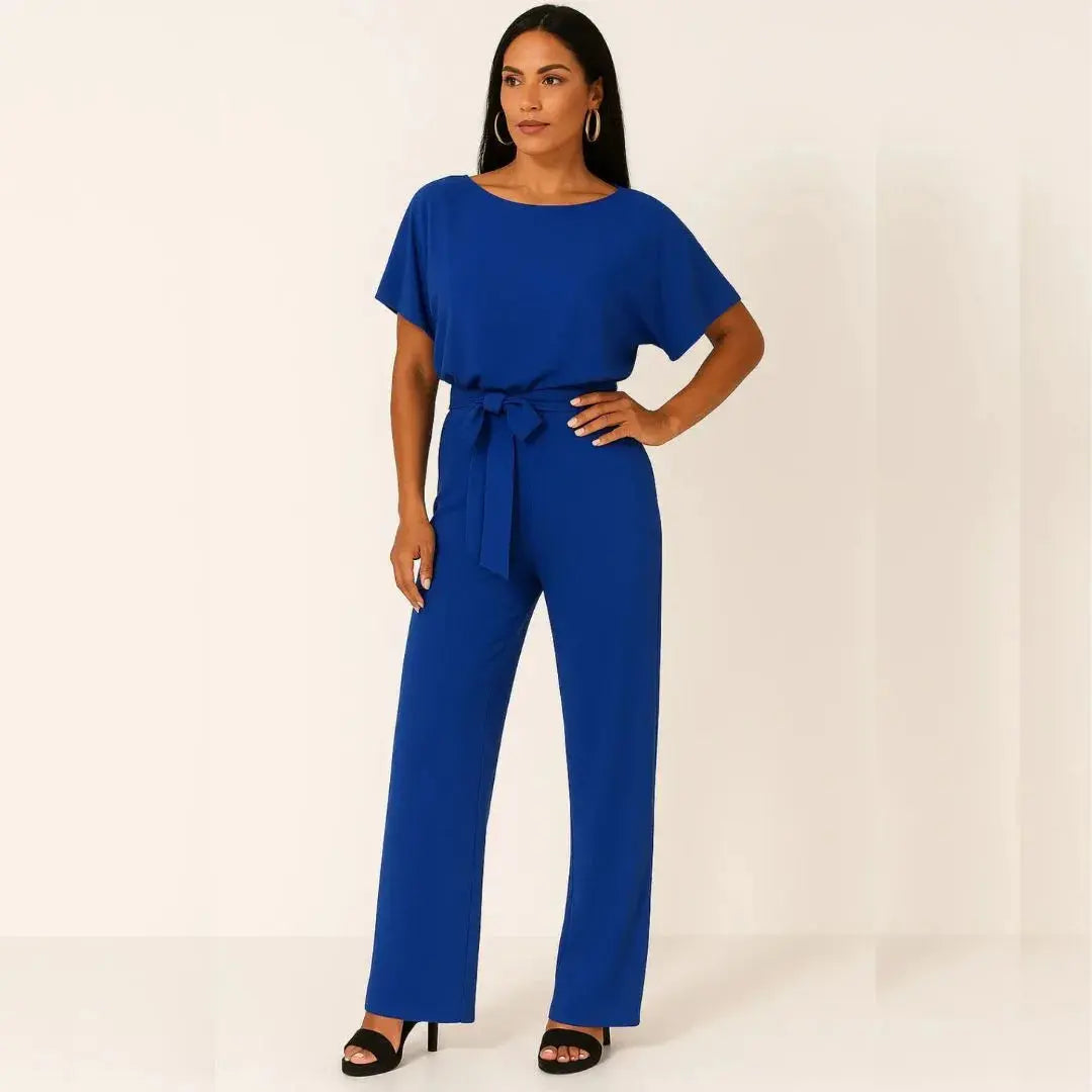 Elle Belted Wide Leg Jumpsuit Artisio