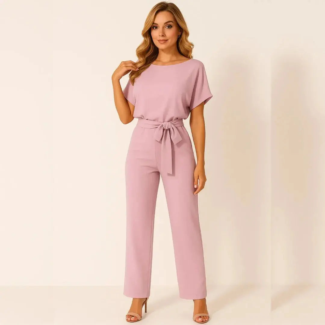 Elle Belted Wide Leg Jumpsuit Artisio