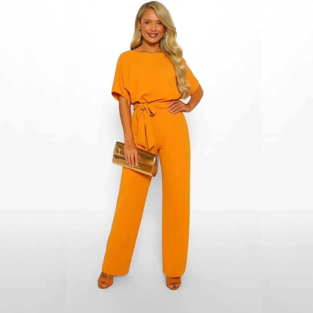 Elle Belted Wide Leg Jumpsuit Artisio