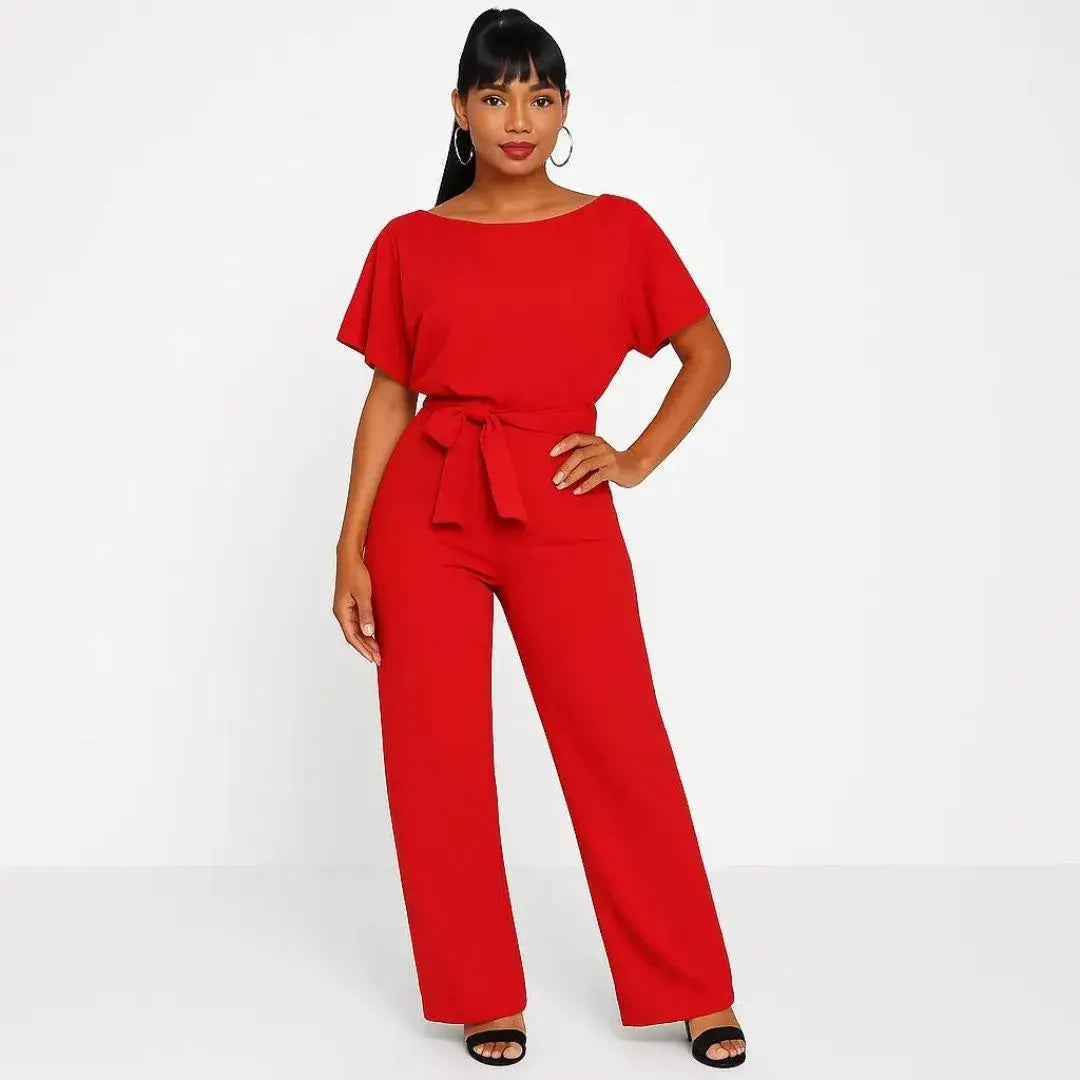 Elle Belted Wide Leg Jumpsuit Artisio