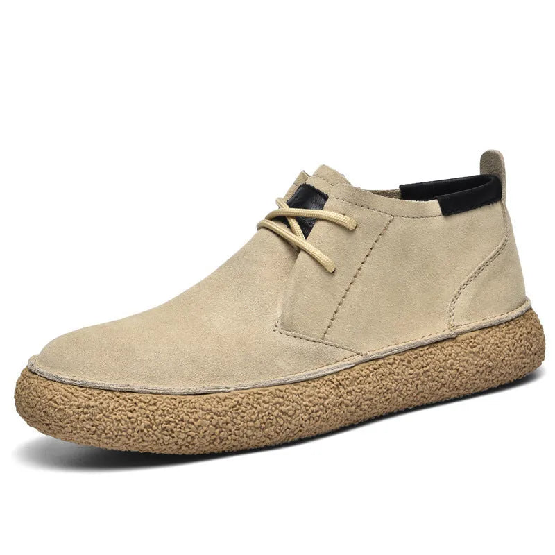 George Textured Rubber Sole Mid-Top Suede Loafers Artisio