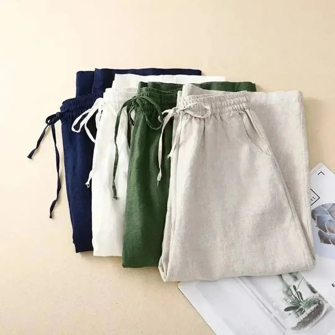 Georgia Drawstring Linen Pants Artisio