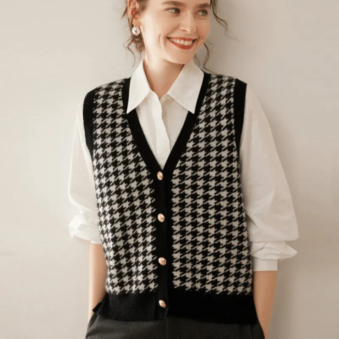 Harriet Houndstooth Vest Artisio