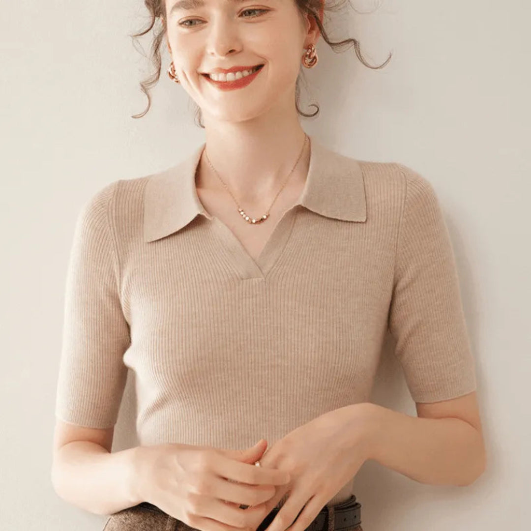 Hattie 100% Cashmere Polo Knit Artisio