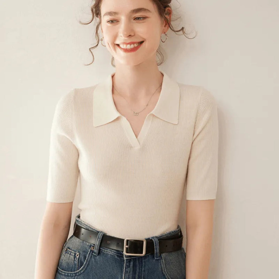 Hattie 100% Cashmere Polo Knit Artisio