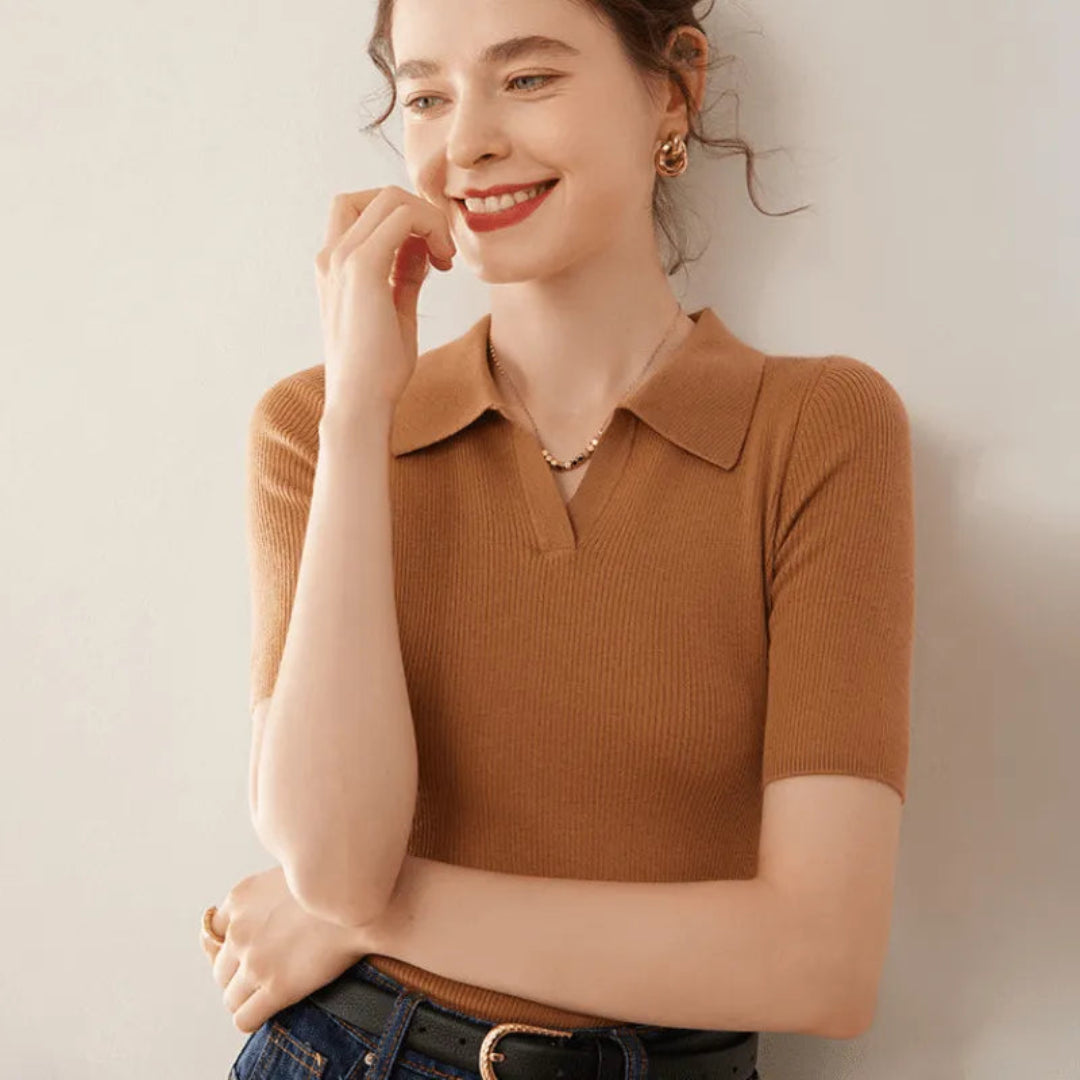 Hattie 100% Cashmere Polo Knit Artisio